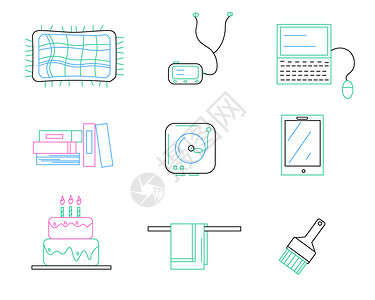 笔记本平板生活主题生活矢量元素套图2插画