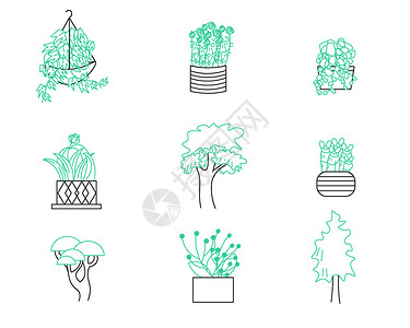 福建元素植物花草主题植物花草矢量元素套图2插画