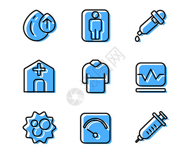 身高仪蓝色医疗SVG元素图标套图3插画