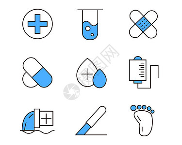 脚部蓝色医疗SVG元素图标套图9插画