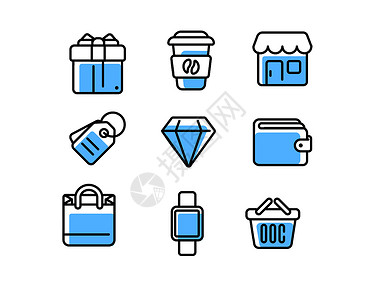购物篮蓝色icon购物主题svg小图标元素插画