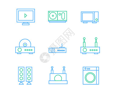 微波炉元素彩色电子设备图标矢量SVG图标元素套图4插画