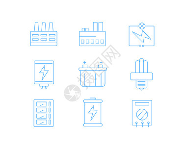 蓝色ICON图标电力SVG图标元素套图背景图片