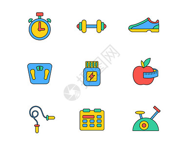 彩色减肥健身图标SVG图标元素套图图片素材