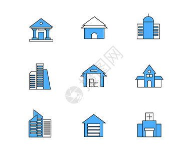 学校建筑物彩色建筑物图标矢量SVG图标元素套图3插画