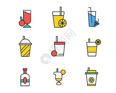 冰淇凌元素彩色酒水饮料图标矢量SVG图标元素套图5插画