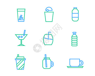 矿泉水标贴彩色酒水饮料图标矢量SVG图标元素套图5插画