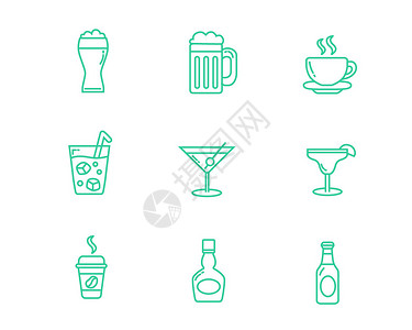 马茶绿色酒水饮料图标svg图标元素套图657插画
