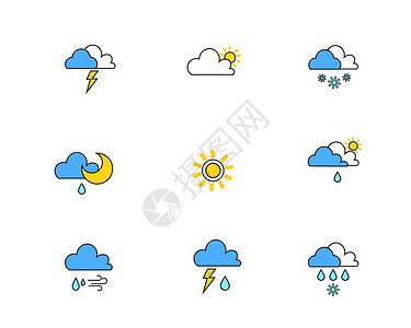 彩色图标天气主题元素套图1图片