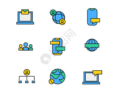 彩色通信图标信息矢量SVG图标元素套图背景图片