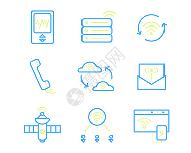 黄蓝通信图标电话信号svg图标元素套图图片