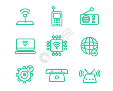 全球绿色绿色通信图标信息svg图标元素套图3插画