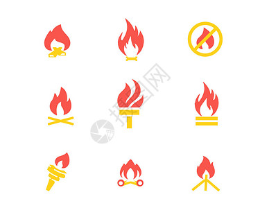 火焰火苗元素蓝黄色水火图标svg图标元素套图1插画