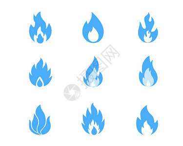 火麻油蓝色水火图标svg图标元素套图插画