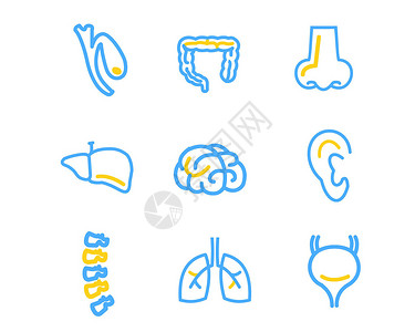 呼吸科蓝黄色医疗行业图标svg图标元素套图2插画