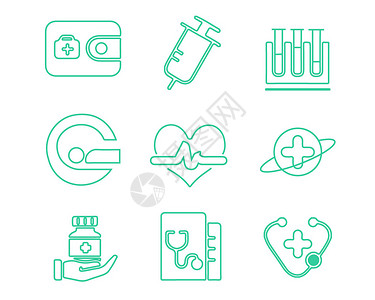 绿色医疗行业图标svg图标元素套图5背景图片