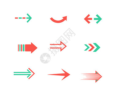 箭头分割线红绿色svg图标元素套图插画
