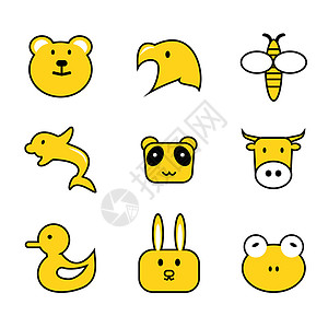 黄色动物图标元素套图背景图片