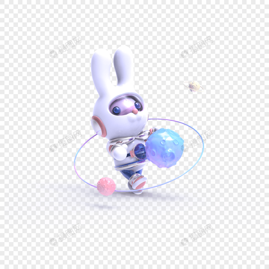 科技风宇航员兔兔抱小星球图片