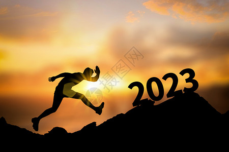 兔年新年穿搭创意日出剪影奔跑2023设计图片