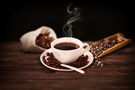 奶茶西米创意大气咖啡豆设计图片