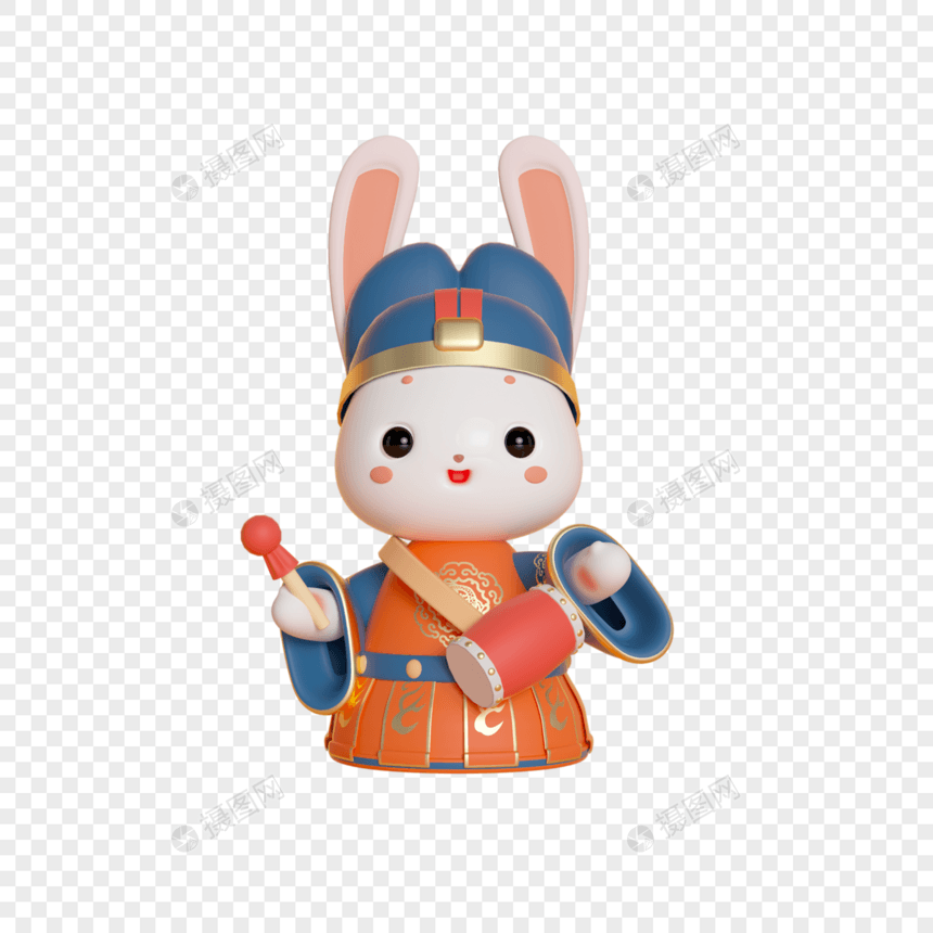 c4d兔年春节拟人兔子形象模型图片