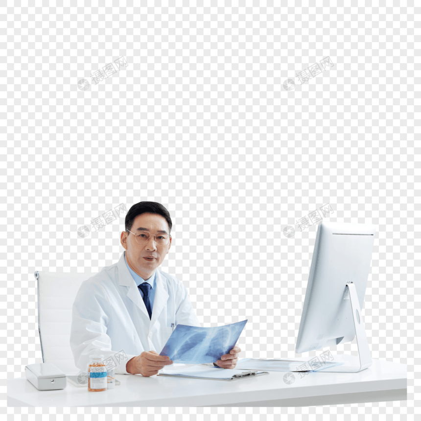 医生在办公室拿着X光片图片