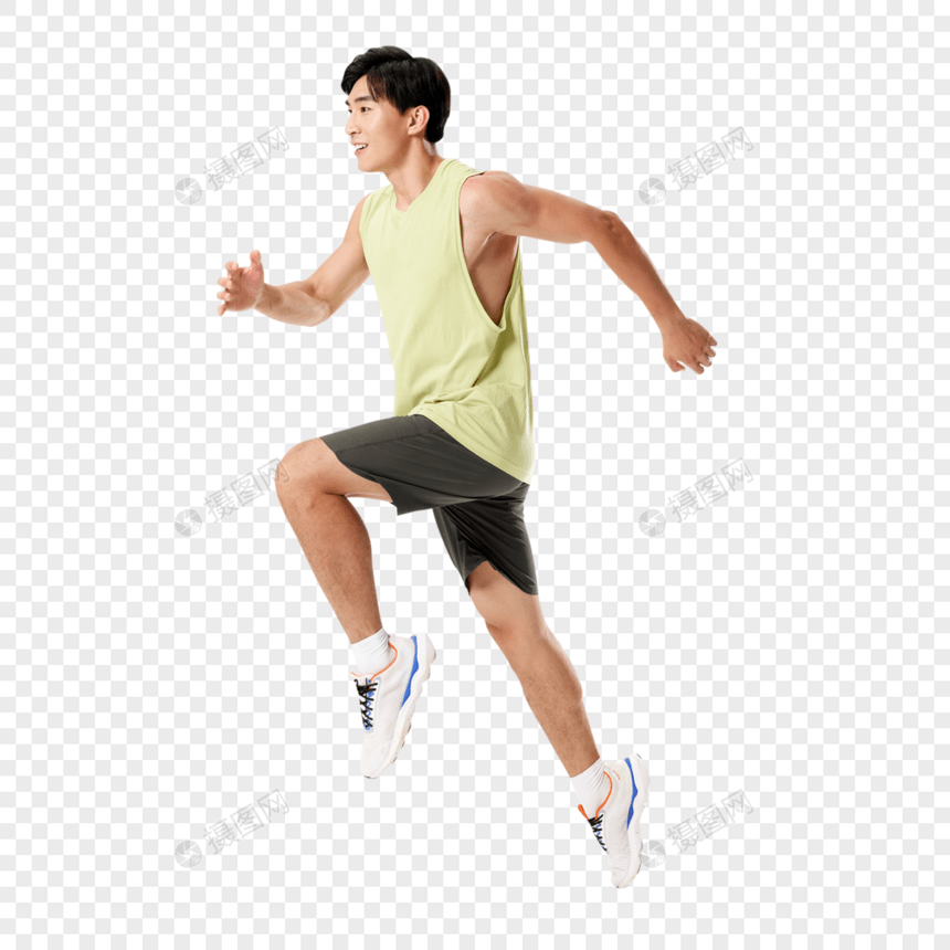 运动男青年跑步动作图片