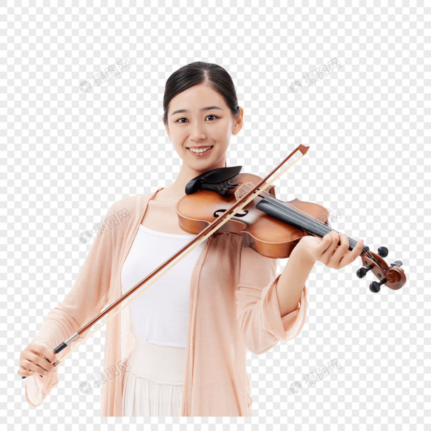 青年女性拉小提琴形象图片