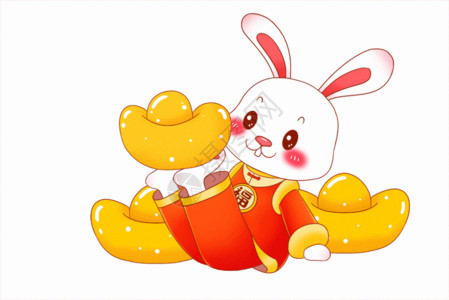 生肖马2023年兔年新年可爱的卡通小兔子GIF高清图片