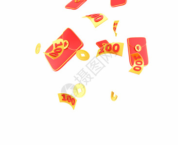 3d新年素材红包钞票金币雨GIF高清图片