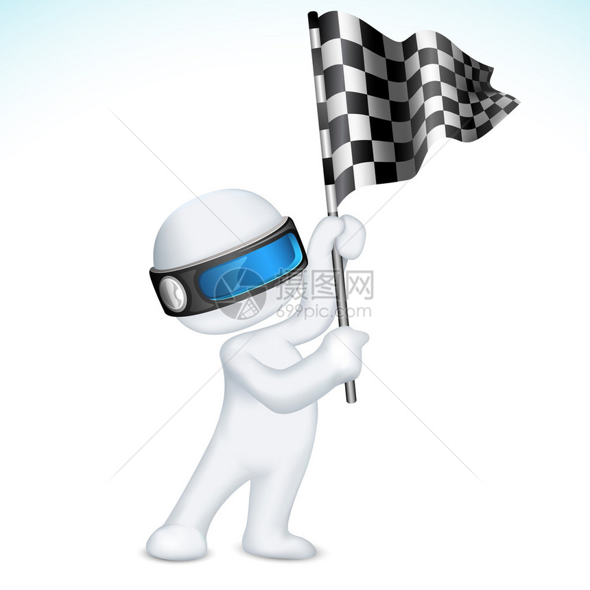 向量与赛车旗帜的3d男人图片
