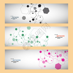 矢量彩色网络连接和dna原子图片