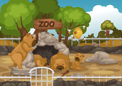 动物园和熊矢量图的插图图片