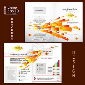 橙色的宣传册模板设计图片