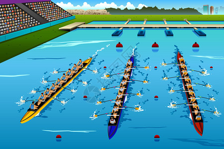 赛艇比赛的八个赛艇运动员图片