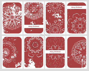 用美丽的雪花8卡套明信片礼物卡模板冬天背景图片