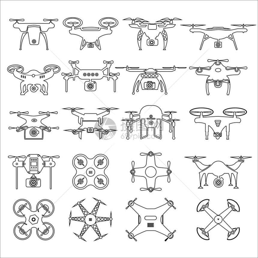 黑色和白色无人机集图片