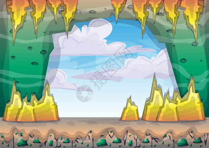 分离层为游戏和动画卡通矢量洞穴图片