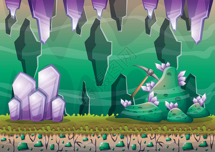 分离层为游戏和动画卡通矢量洞穴图片