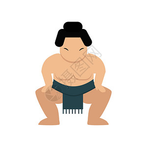 卡通日本脂肪相扑摔跤手矢量图图片