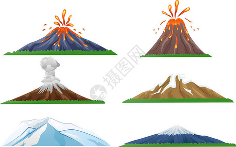 东岩山卡通火山喷发集插画