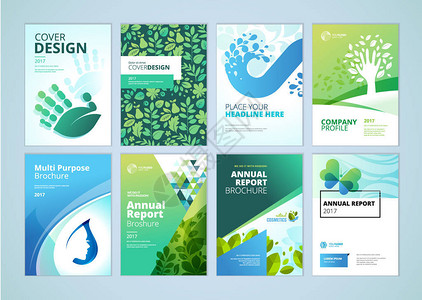 天然和有机产品宣传册封面设计和传单布局模板集合图片