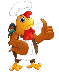 矢量图的卡通鸡厨师放弃竖起大拇指图片