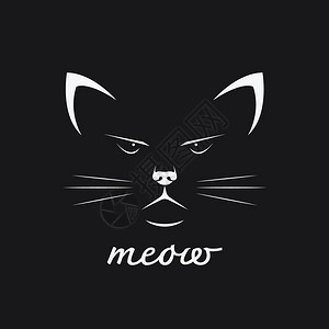 波斯语在黑色背景上的猫脸设计的向量彼前动物插画