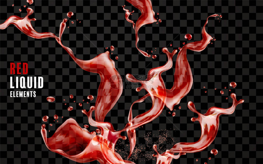 飞溅的红色液体元素图片