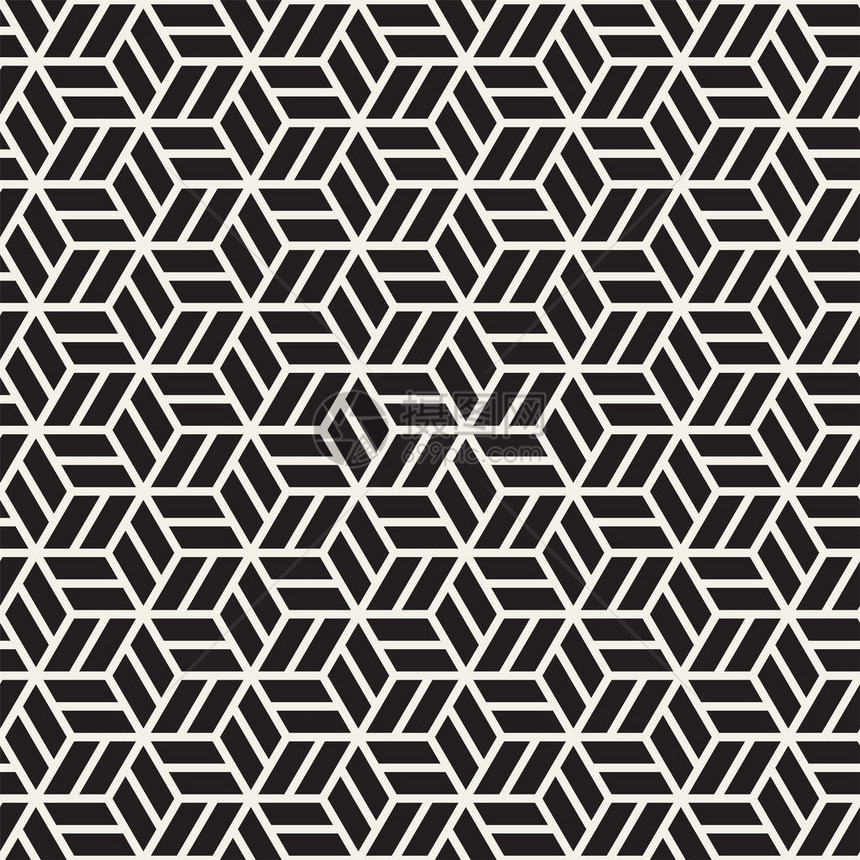 矢量无缝条纹图案现代质感与单色格子重复几何六边形网格简单的图片