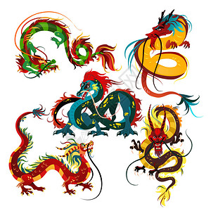 传统龙亚洲或文化的古老象征庆典装饰神话动物矢量插画纹身设计理念图片