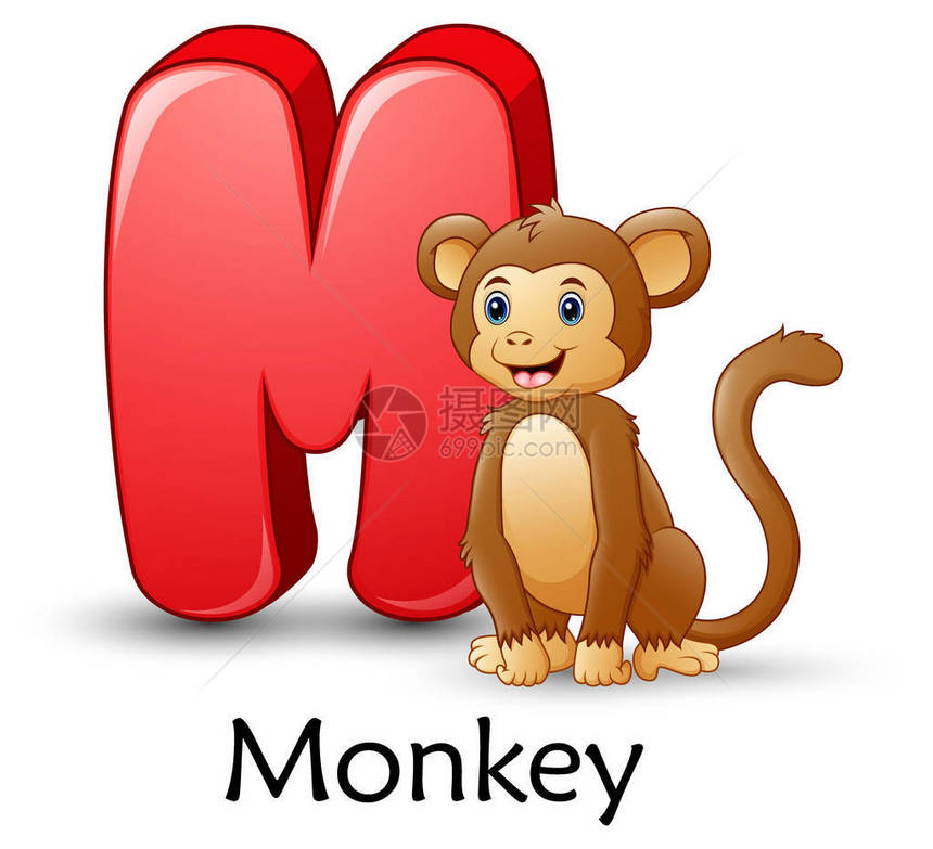 字母M的矢量插图是猴图片