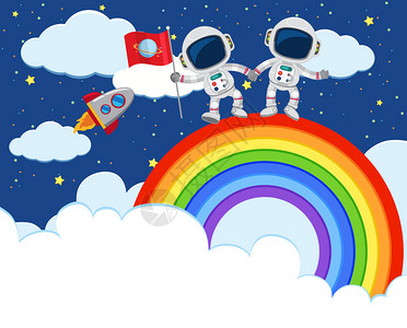 宇航员探索彩虹图片